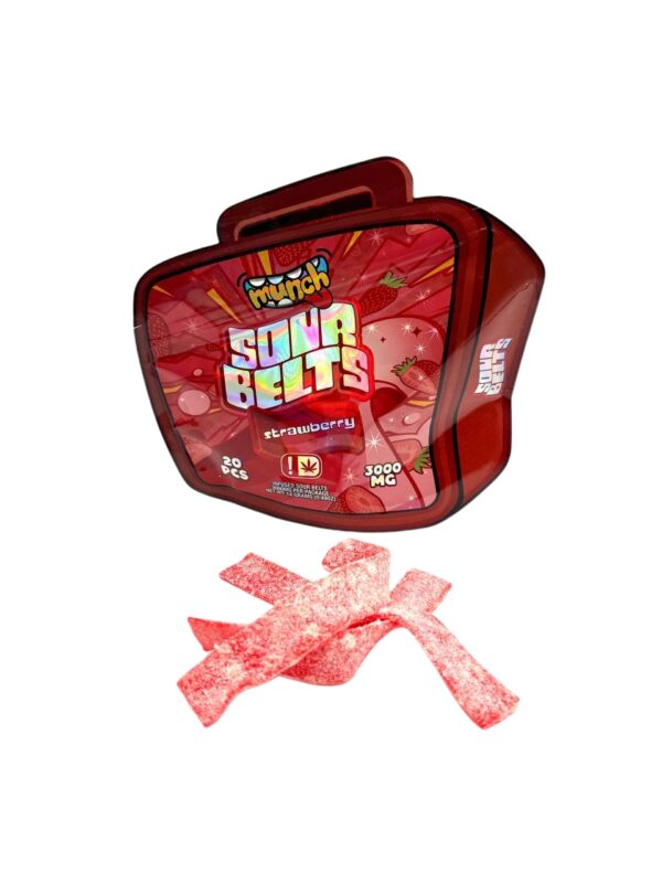 MUNCH SOUR BELTS - Strawberry 3000mg
